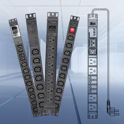 Power Strip, Metal Customizable Outlet PDU Power Strip,10Ft/6FT Plug Wall Mount Surge Protector Extender IEC C13/C19 Power Strip Heavy Duty, 30A/15A Server Rack Mountable PDU/Data Center Power