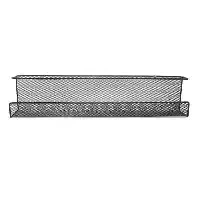BTSEURY Under Desk Organizer, Iron Under Desk Storage Rack, Under Table Power Strip Cable Management Storage Basket Shelf for Home Office Black (Large)