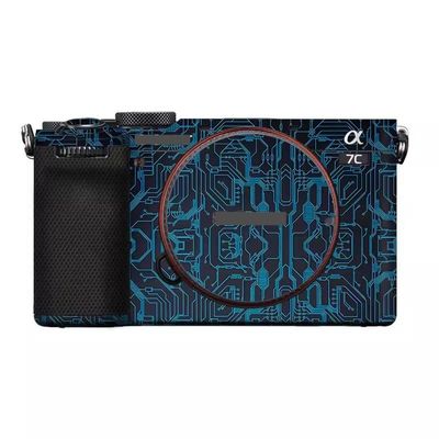 Camera Skin Wrap A7C2 Anti-Scratch Sticker Coat Vinly Protective Film Body Protector Decals Cover for Sony A7CR A7C II (Circuit Blue)