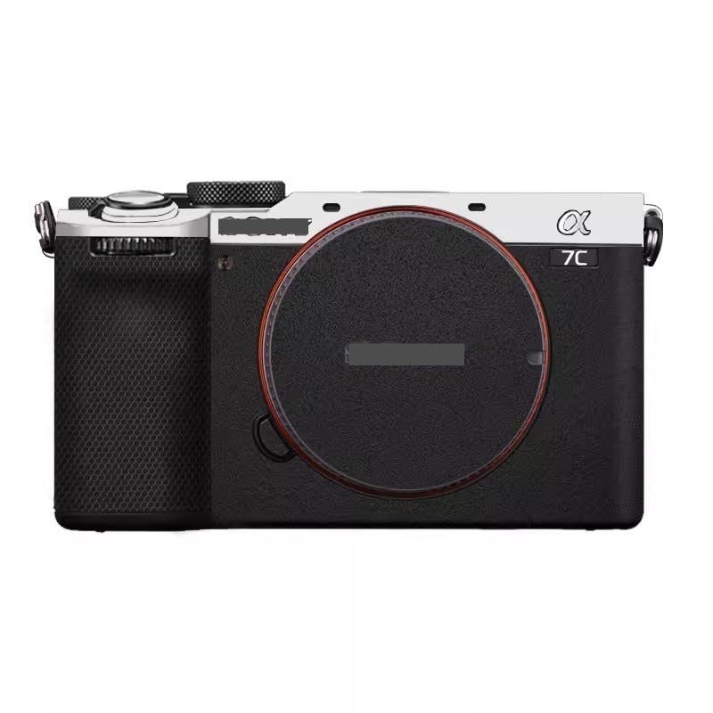 Camera Skin Wrap A7C2 Anti-Scratch Sticker Coat Vinly Protective Film Body Protector Decals Cover for Sony A7CR A7C II (Silver+Frosted Black)