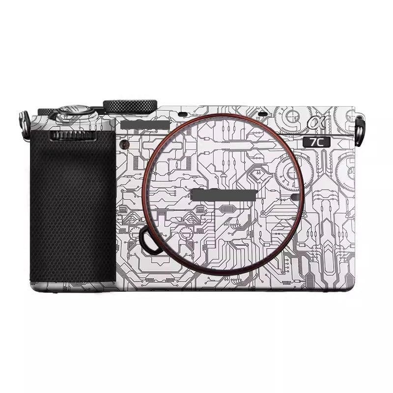 Camera Skin Wrap A7C2 Anti-Scratch Sticker Coat Vinly Protective Film Body Protector Decals Cover for Sony A7CR A7C II (Circuit White)