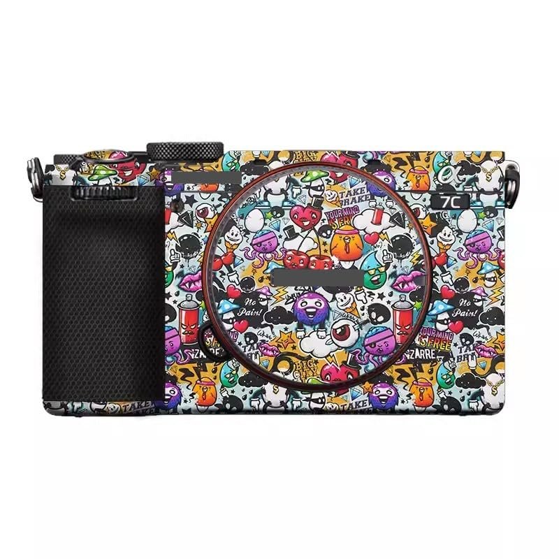 Camera Skin Wrap A7C2 Anti-Scratch Sticker Coat Vinly Protective Film Body Protector Decals Cover for Sony A7CR A7C II (Graffiti White)
