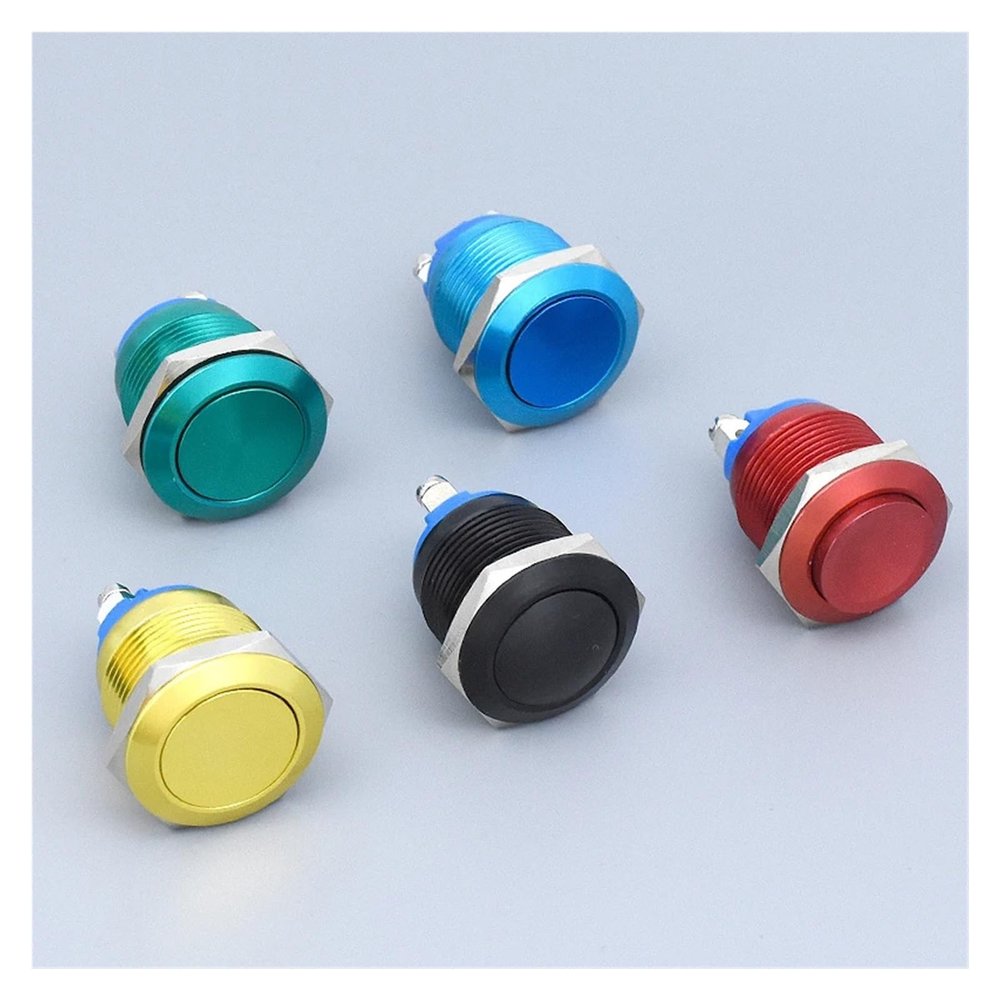 PGMTDEFXJO 19mm Motorcycle Car Ship Doorbell Waterproof DIY Boat Panel Hole Color Metal Button Switch Power Button PC Power Start Starter(Yellow-Ball)