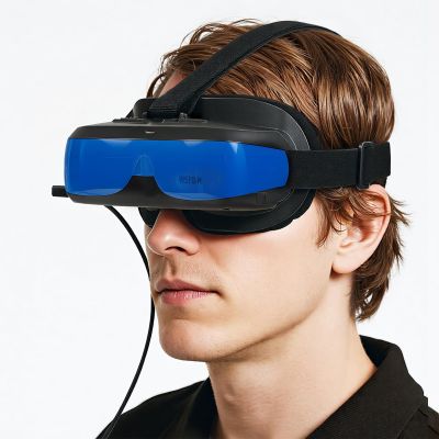 VISIONhmd Simple Video Display Glasses.Type-C Input, Easy Connect to i-Phone 15/16,Plug &Play, no Need APP, Lightweight Display Headset, Monitor,Head-Mounted Display (Bigeyes H5 USB-C)