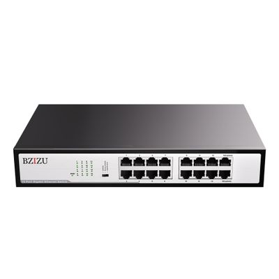 16-Port Gigabit Switch, Unmanaged,32Gbps Switching Capacity, 3-Mode(VLAN,Std,Clone), Fanless Metal, Plug & Play, Office/Surveillance/SMB