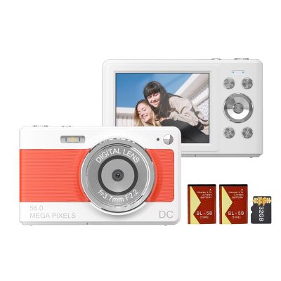 1080P Digital Camera Digital Video Camera Camcorder 56MP 2.88 Inch IPS Screen 8X Digital Zoom AF to Focus -Shake F Detect with 32GB Memory Card 2pcs Batteries Christmas Gift for Kids Teens