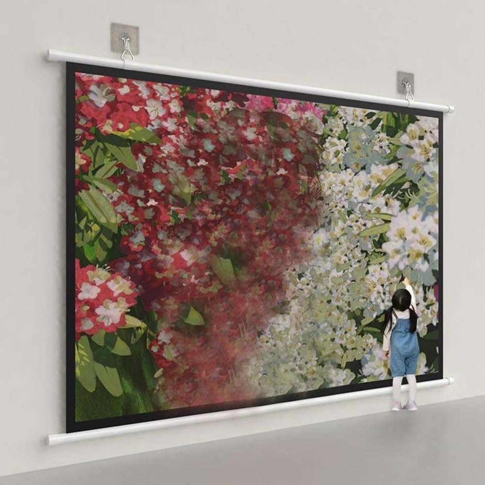 JKSTDPV 30" 40" 50" 60" 72" Projector Screen Manual Pull Down Projection Screen Roll Up Movies Screen for Home Theater Office Schools Video Game(50inch 16:9)