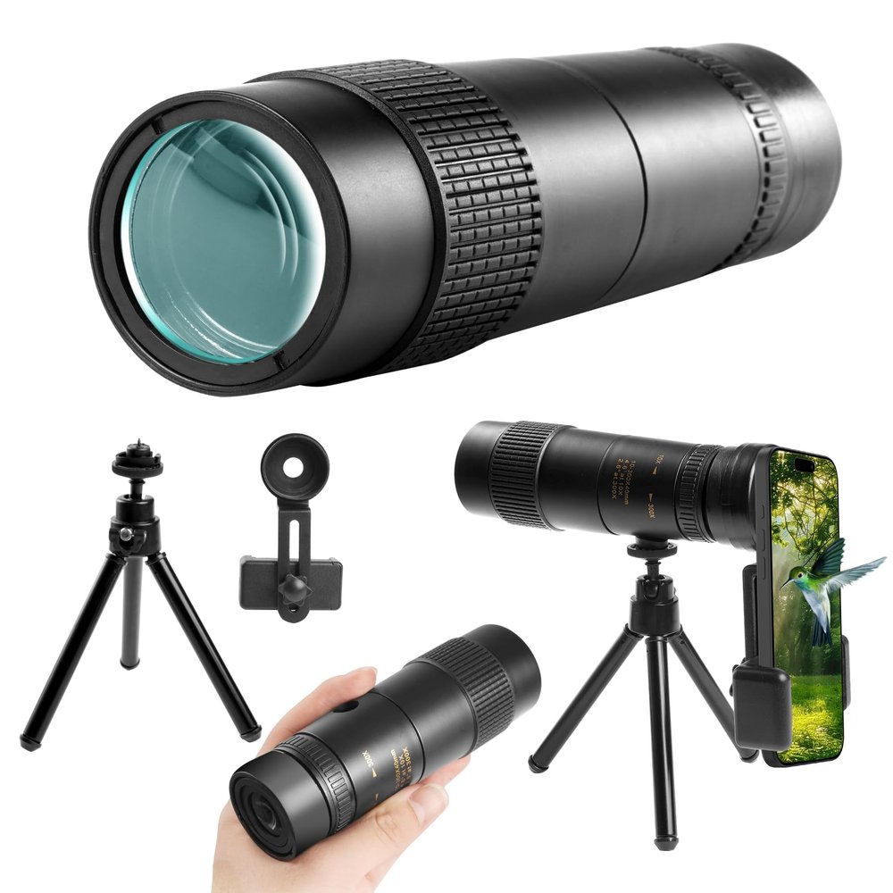 10-300x40 Military Telescope - Monoculars for Adults High Powered, Compact Monocular Telescope for Hunting, Star Gazing, Bird Watching, Travel (Smartphone Adapter & Tripod Include)