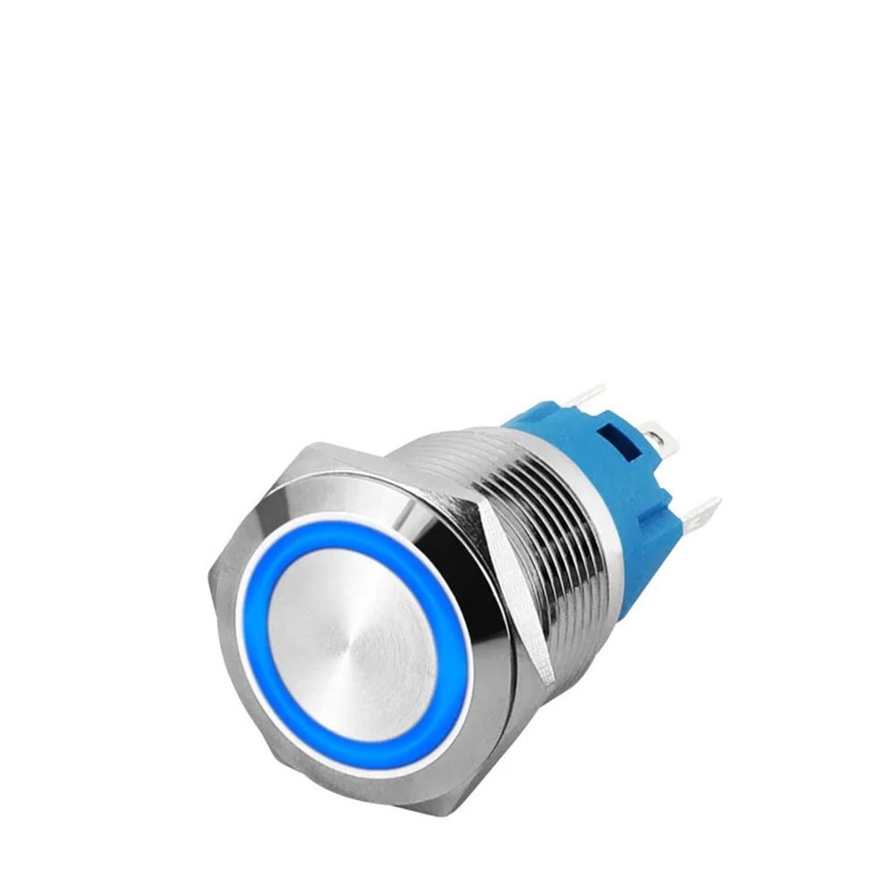 PGMTDEFXJO 16mm Waterproof Metal Push Button Switch LED Light Momentary Latching Car Engine Power Switch 6V 12V 24V 220V Metal Switch(3p,16MM_3-6V Reset)