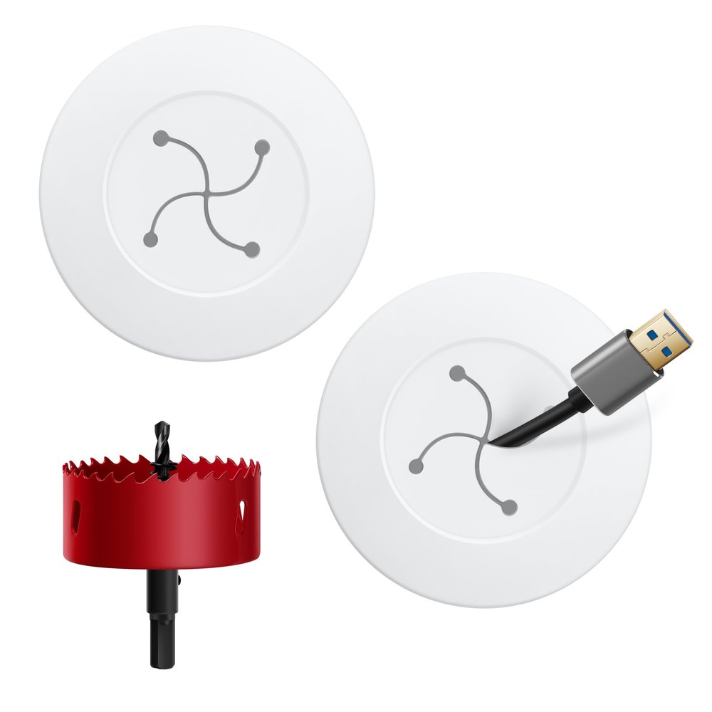 YCLYC Cord Hider for Wall Mounted TV, in Wall Cable Management Kit for Large Capacity, Wall Cable Hider Behind The Wall, Cable Raceway White Includes Hole Saw Dril Attachment - 2 Pass Locking Brackets