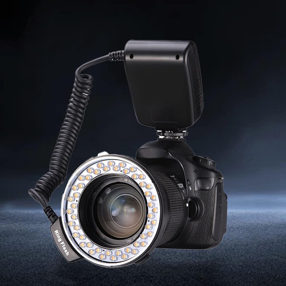 LED Macro Rings Flash Light, 48 LED Rings Light with LCD Display, Macro Rings Light with Power Control Adapter for DSLR Cameras