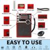 Wenpzeray Y-706 Portable Pocket Radio AM FM SW Band ReceiverRed and D218 Retro Portable AM FM SW Radio Great Sound BT Speaker Radio (Red) view 3