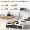 4000mAh Rechargeable CD Player with Bluetooth CD Player Wtih Dual Big Speakers,Retro CD Music Player with Remote Control, LCD Display, Support Opt/USB/TF Card/AUX/3.5mm Headphone Jack for Car Or Home view 2