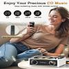 4000mAh Rechargeable CD Player with Bluetooth CD Player Wtih Dual Big Speakers,Retro CD Music Player with Remote Control, LCD Display, Support Opt/USB/TF Card/AUX/3.5mm Headphone Jack for Car Or Home view 3