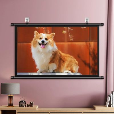 MUGVFVCSQ Manual Pull Down Portable Projector Screen 30" 40" 50" 60" 72" Hanging Projection Screen HD Wall Mounted Movie Screen for Home Theater Office(16:9,50inch)