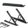 Adjustable Aluminum Laptop Stand with 5in1 Hub Docking StationPortable USB C Docking Station with 5Gbps USB3.0*3+USB C*2Laptop Holder stand for MacBook Pro/Air/Dell/HP/Surface/Lenovo HC view 1