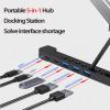 Adjustable Aluminum Laptop Stand with 5in1 Hub Docking StationPortable USB C Docking Station with 5Gbps USB3.0*3+USB C*2Laptop Holder stand for MacBook Pro/Air/Dell/HP/Surface/Lenovo HC view 3