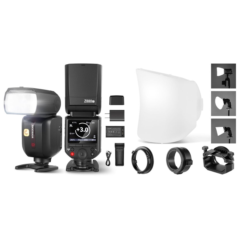 NEEWER Z880-C 2.4G 76Ws TTL Camera Flash Speedlite Compatible with Canon Upgraded UI, Adjustable Modeling Lamp with CRS7 Softbox Diffusion Dome