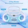 Gelielim Boombox CD and Cassette Player Combo, Boom Box Portable CD Players for Home with Bluetooth, AM FM Radio, Support Remote Control/AUX/USB/Earphone, LCD Display (Blue) view 2