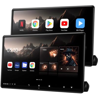 15.6 inch 4K Android Car TV Headrest Monitor for Cars Back seat Rear Entertainment System, Support Wireless Phone Link Touch Screen,with WiFi/Bluetooth/HDMI/USB/Video Player 2G+32G (2PCs)