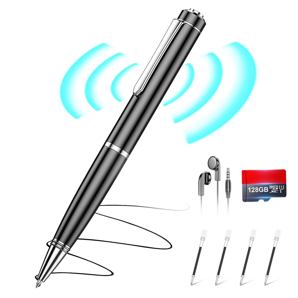 Voice Recorder with Playback, 128GB Digital Voice Activated Recorder with Intelligent Noise Reduction, Recording Device, 4800Hrs Smart Tap Dictaphone for Lectures Meeting, Class, Work, Interviews