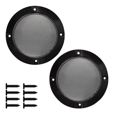 bociloy 2PCS 4 Black Speaker Grill Covers, Round Metal Mesh Guard Protectors, Universal Decorative Grille with ABS Plastic Frame for DIY Home Speaker Car Audio Stereo Woofer Subwoofer