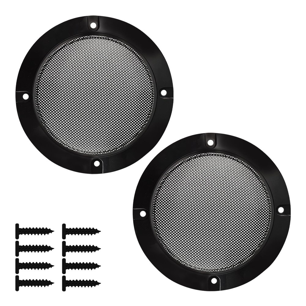 bociloy 2PCS 4 Black Speaker Grill Covers, Round Metal Mesh Guard Protectors, Universal Decorative Grille with ABS Plastic Frame for DIY Home Speaker Car Audio Stereo Woofer Subwoofer