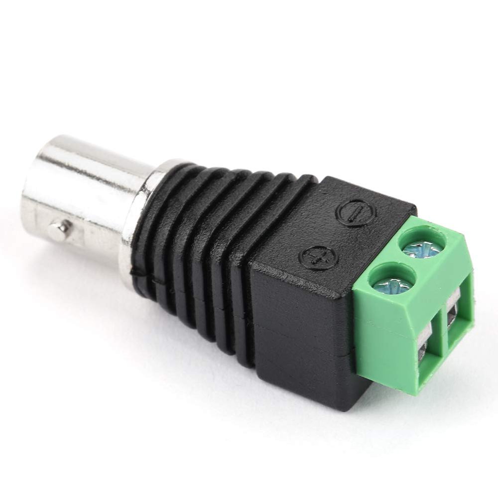 Green BNC Female Cable Connector Terminal Adapter for CCTV Video Balun Camera, 10 Count Pack, Without Soldering or Other cables, Easy Install, Long Service Life