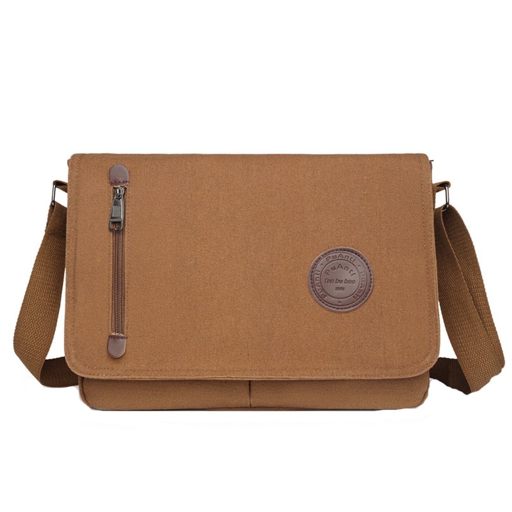 Canvas Messenger Bag Laptop Bag For Men Women For School Work Travel Big Capacity Tassel Handbag (Coffee, One Size)