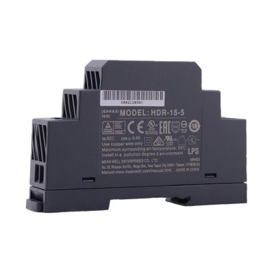 DynMach HDR-15-5 12W 5V 2.4A Slim DIN Rail Power Supply - 1SU Low-Profile Design for Space-Constrained Smart Home and Building Automation Systems, Easy Installation (HDR-15-5)