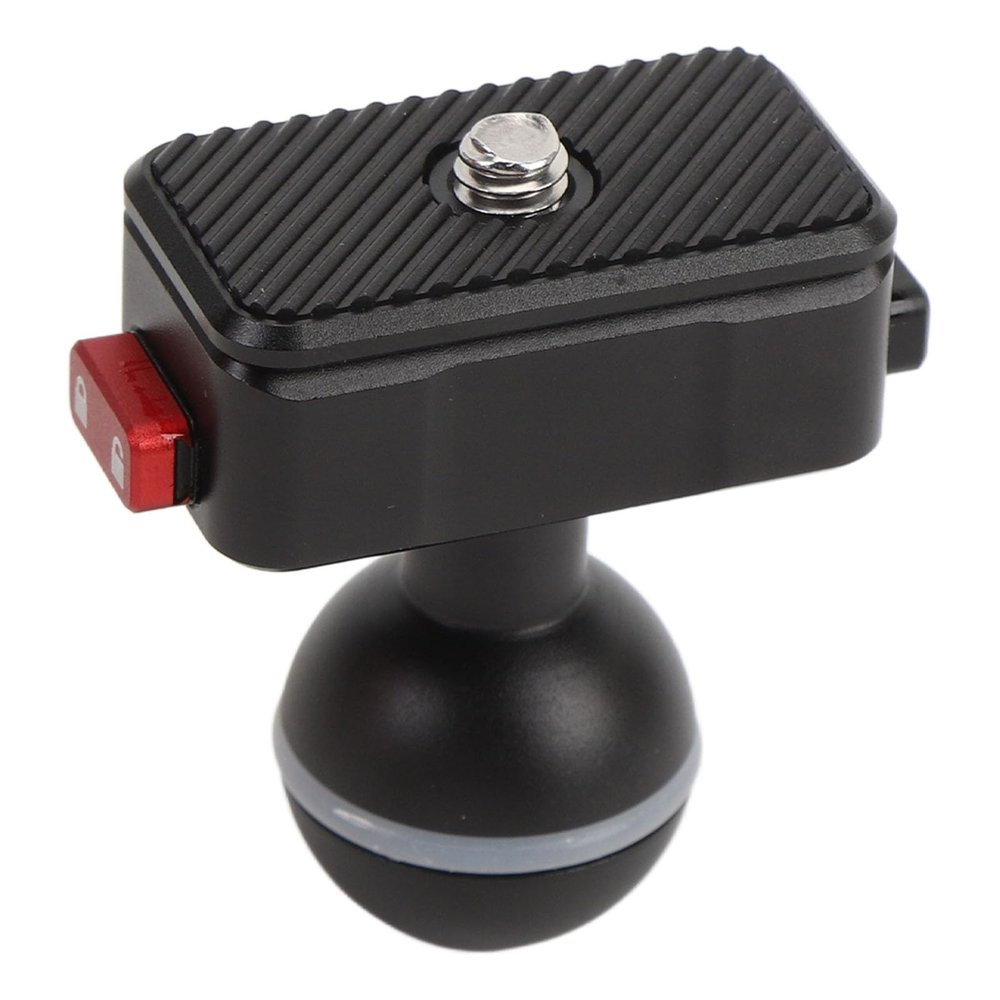 Action Camera Ball Mount Universal Adapter, Quick Release Base with Ball Head, Multi Angle Recording Aluminum Alloy Riding Bracket for Mirrorless Camera, Phone, Panorama Camera