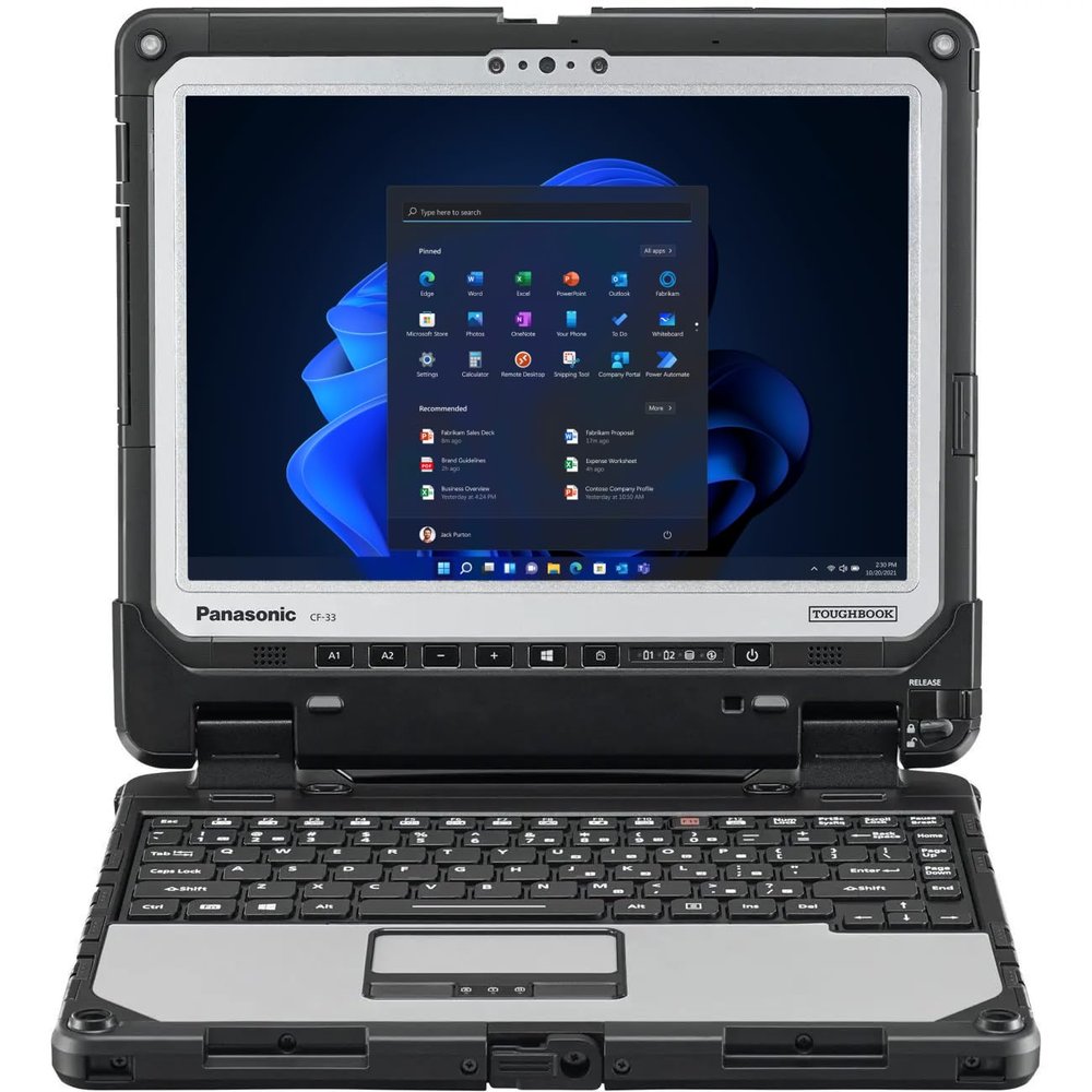 Panasonic Toughbook CF-33, Rugged 2-in-1, Core i5-7300U up to 3.5GHz, 12" QHD Touchscreen, 8GB RAM, 256GB SSD, 4G LTE, Dedicated GPS, Barcode Reader, Premium Keyboard, Win 11 Pro (Renewed)