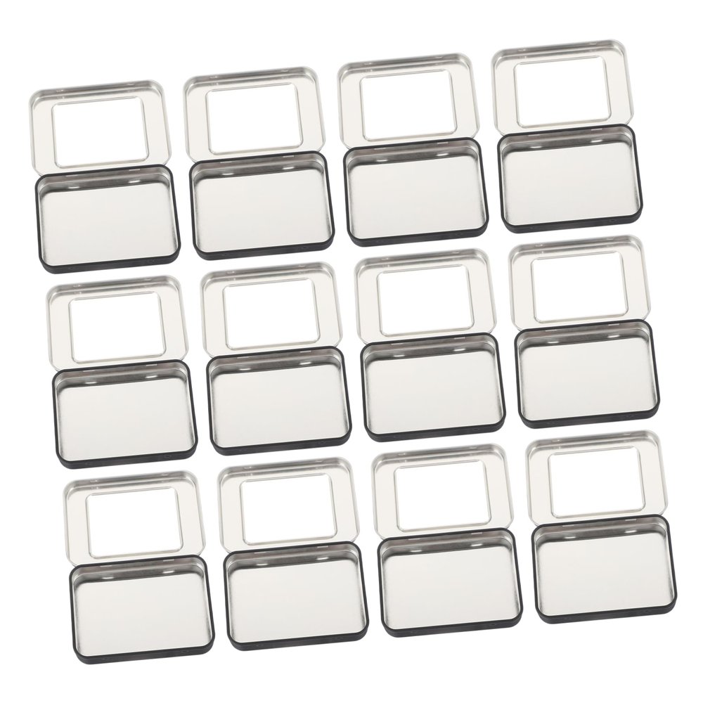 Angoily 12pcs Tinplate Storage Boxes Window Lids Organizer for Usb Flash Drives Keychains Jewelry and More Practical and Stylish Collection for Use