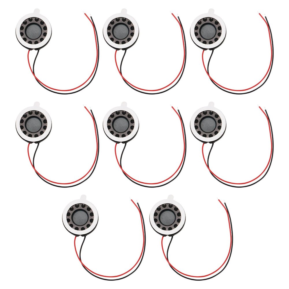Create idea 8pcs 18mm 8 Ohm 0.5W Mini DIY Speaker Wire Length 80mm Round Shape Replacement Loudspeaker for Music Players Doorbells Alarms