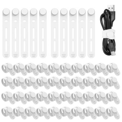 50 Pack Silicone Cable Ties, Cord Organizer, Reusable Cable Management Organizer, Adjustable Wire Ties Management with Lock Buckle, Charger Cable Strap Tie, Electrical Cord Keeper (White)