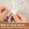 50 Pack Silicone Cable Ties, Cord Organizer, Reusable Cable Management Organizer, Adjustable Wire Ties Management with Lock Buckle, Charger Cable Strap Tie, Electrical Cord Keeper (White) view 3