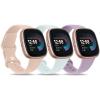 3 PACK Sport Band Compatible with Fitbit Sense 2 / Versa 4, Classic Soft Straps for Fitbit Sense / Versa Smart Watch (Small, Light Purple/Light Cyan/Apricot Pink) view 1