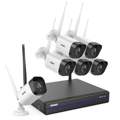 ANNKE Security Camera System, 6pcs Wireless 3MP IP Cameras with 10CH 5MP NVR for Home Security Outdoors, Motion Detection, Two-Way Audio, 100ft Night Vision, Compatible with Alexa, NO HDD