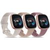 3 PACK Sport Band Compatible with Fitbit Sense 2 / Versa 4, Classic Soft Straps for Fitbit Sense / Versa 3 Smart Watch (Small, Starlight/Milk Tea/Smoke Violet) view 1