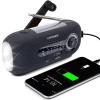 Emergency Crank Weather Radio, Solar Hand Crank Portable AM/FM/NOAA, 3 Mode Flashlight, SOS for Home and Outdoor (Black) view 1