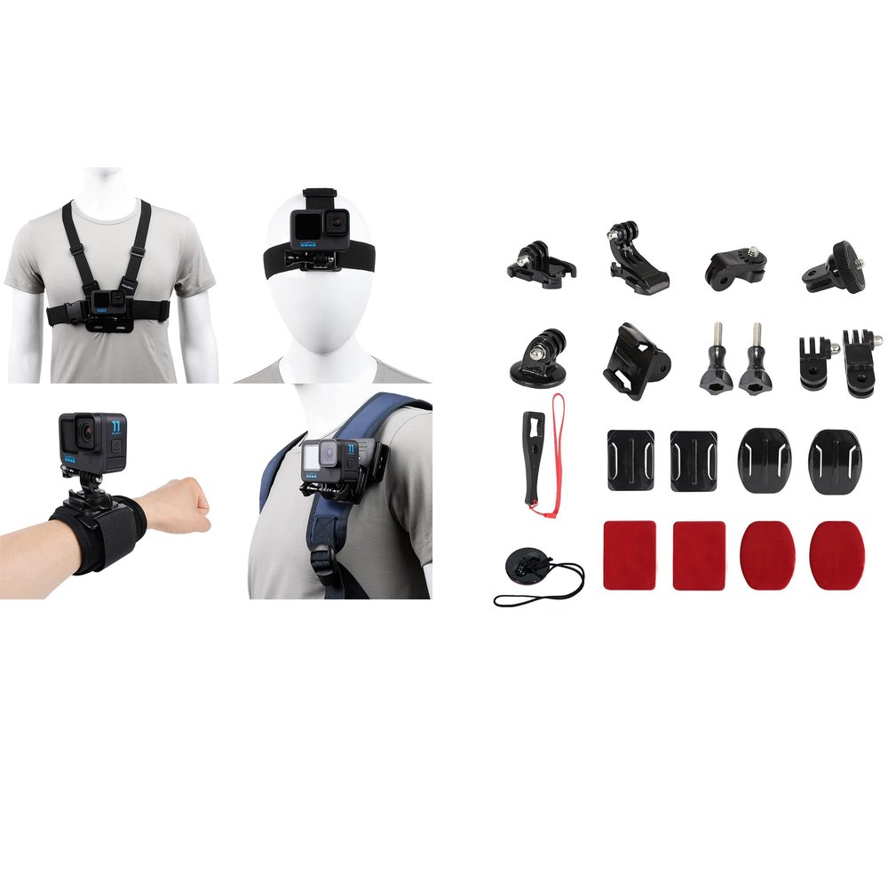 Accessories Set for GoPro Hero 13/12/11/10/9/8/7/6/5/4,New Quick Release Head Strap Mount + Chest Mount Harness + Backpack Clip Holder + 360Rotating Wrist Strap,Universal Action Camera Accessory Kit
