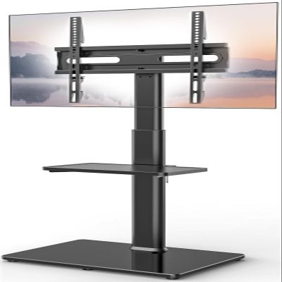 AX WABER Universal Floor TV Stand with Mount 70 Degree Swivel 9 Level Height Adjustable and Space Saving Design for Most 27 to 65 inch LCD, LED OLED TVs One Shelf