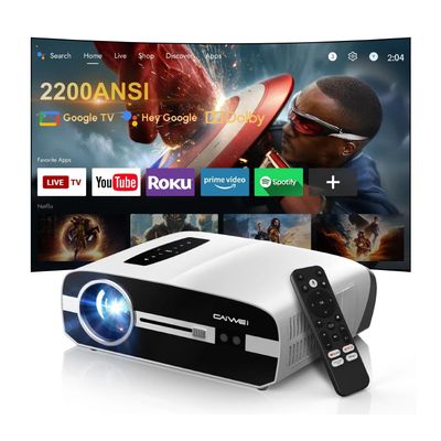 Ultra HD 4K Google TV Projector, HDR10+ 2200 ANSI High-Bright Home Theater Projector - ToF CMOS AutoFocus, WiFi6 Bluetooth, 30W Speaker Dolby Audio, Shorter Throw NFC HDMI USB for Outdoor Movie Night