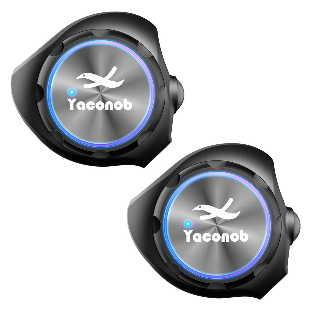 Yaconob Y3 Helmet Bluetooth Intercom Headset (More Suitable for Couples), Auto Answer Phone, Music, Intercom, Active Noise Cancellation, Waterproof (2 Pack)