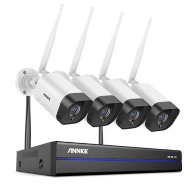 ANNKE Security Camera System, 4pcs Wireless 3MP IP Cameras with 10CH 5MP NVR for Home Security Outdoors, Motion Detection, Two-Way Audio, 100ft Night Vision, Compatible with Alexa, NO HDD