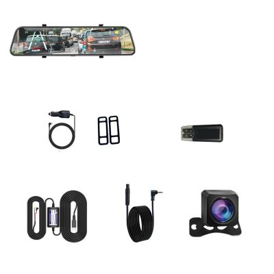 2.5K Dash cam Camera Car DVR High Resolution Car Camera Black box12 inch Mirror Recorder Compatible for Android Auto Driving(A38-6M RCC-BL,128G1)