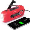 Emergency Crank Weather Radio, Solar Hand Crank Portable AM/FM/NOAA, 3 Mode Flashlight, SOS for Home and Outdoor (Red) view 1