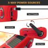Emergency Crank Weather Radio, Solar Hand Crank Portable AM/FM/NOAA, 3 Mode Flashlight, SOS for Home and Outdoor (Red) view 2