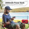 Emergency Crank Weather Radio, Solar Hand Crank Portable AM/FM/NOAA, 3 Mode Flashlight, SOS for Home and Outdoor (Red) view 3