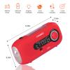 Emergency Crank Weather Radio, Solar Hand Crank Portable AM/FM/NOAA, 3 Mode Flashlight, SOS for Home and Outdoor (Red) view 4